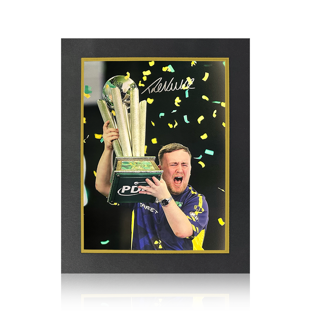 Luke Littler Signed 2025 World Champion Image Deluxe Mount