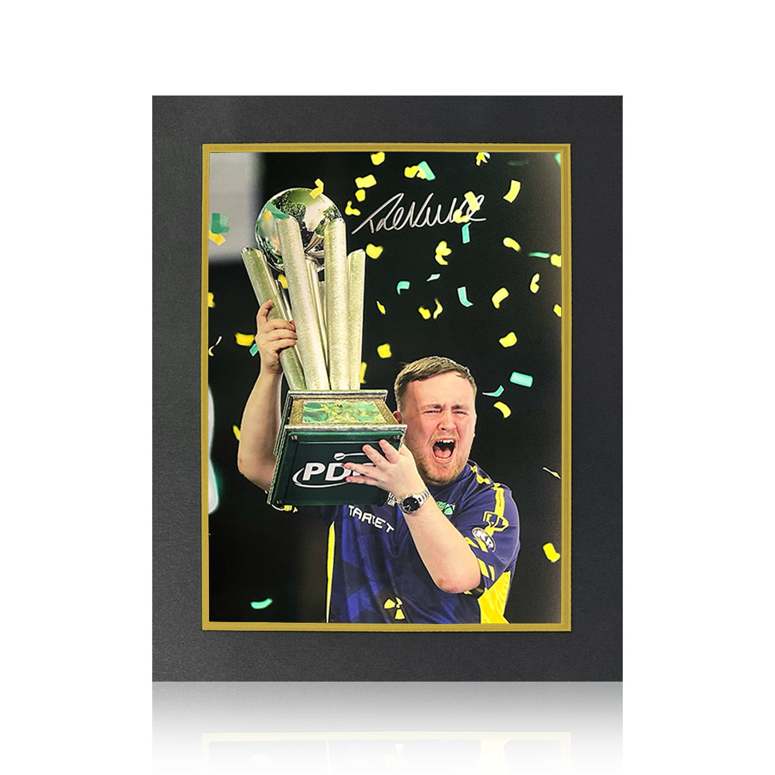 Luke Littler Signed 2025 World Champion Image Deluxe Mount
