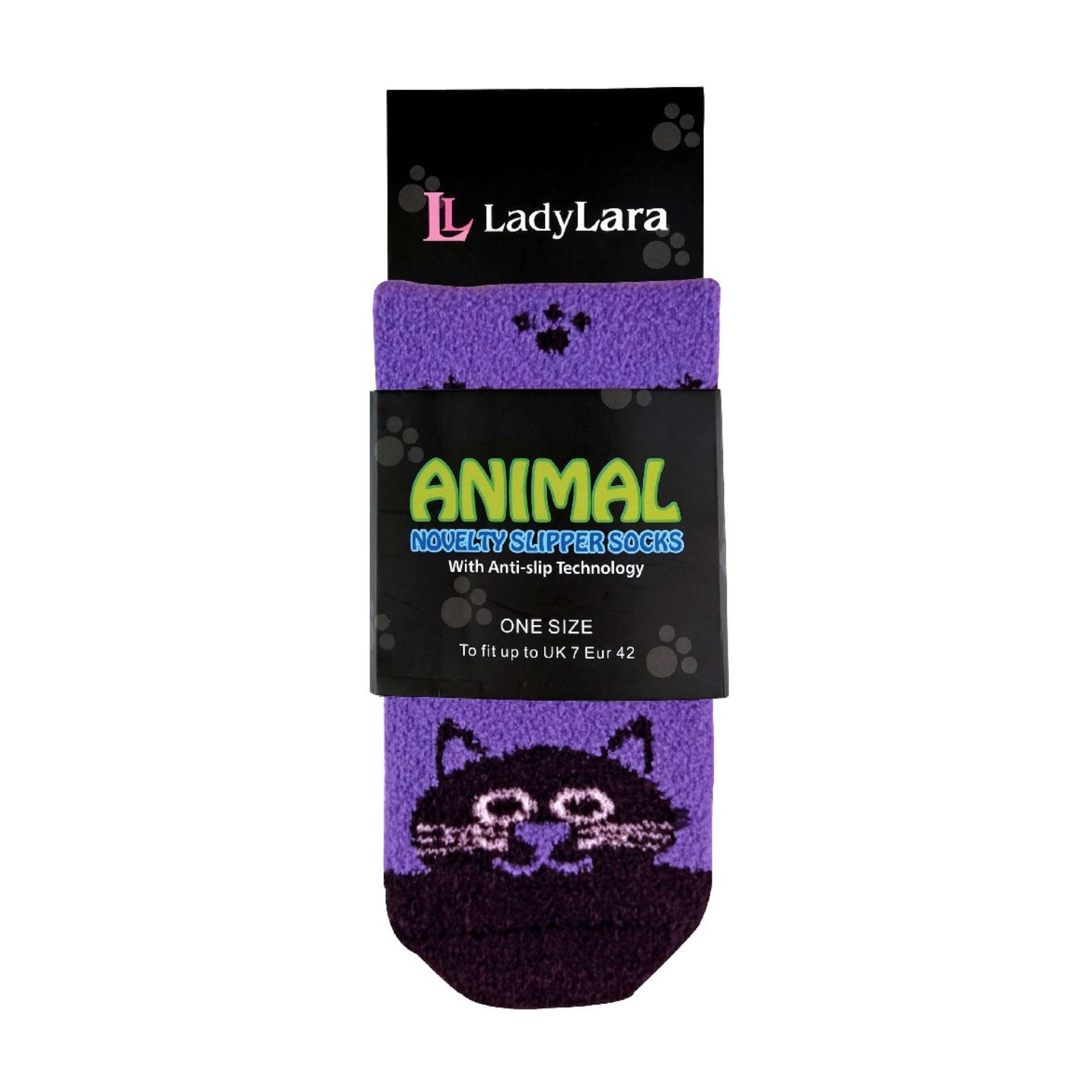 1 Pack Ladies Fluffy Animal Pattern Slipper Socks with Grips