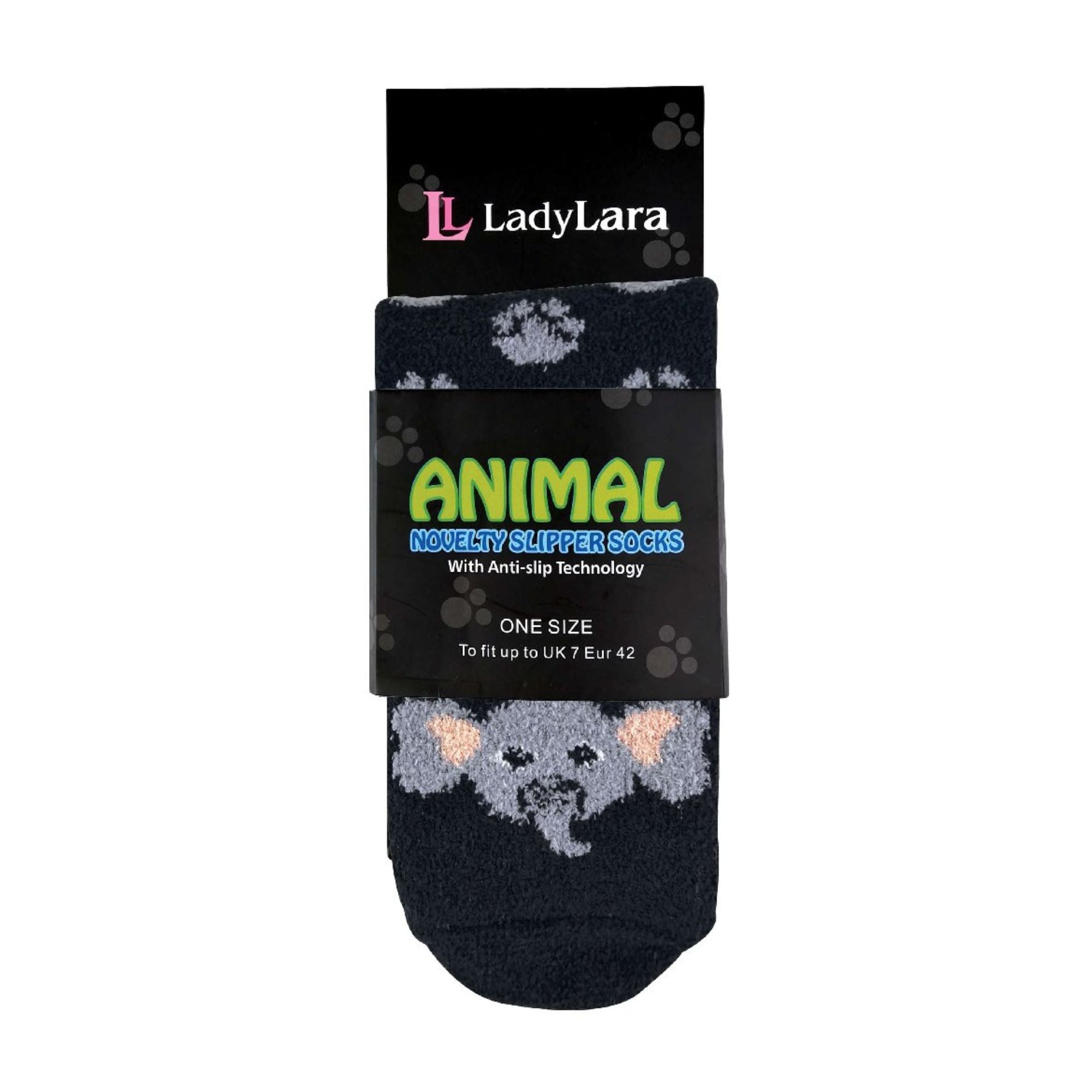 1 Pack Ladies Fluffy Animal Pattern Slipper Socks with Grips