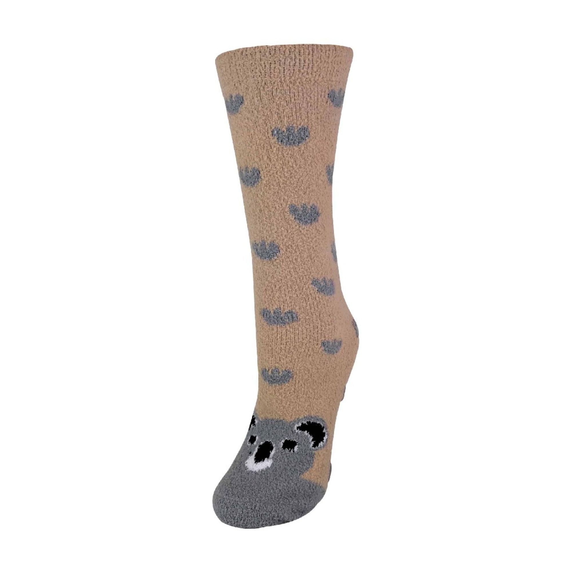 1 Pack Ladies Fluffy Animal Pattern Slipper Socks with Grips