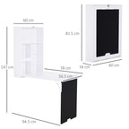 HOMCOM Folding Wall-Mounted Drop-Leaf Table, Convertible Wall Table With Chalkboard and Storage Shelf, Multifunctional Floating Desk for Home Office, White