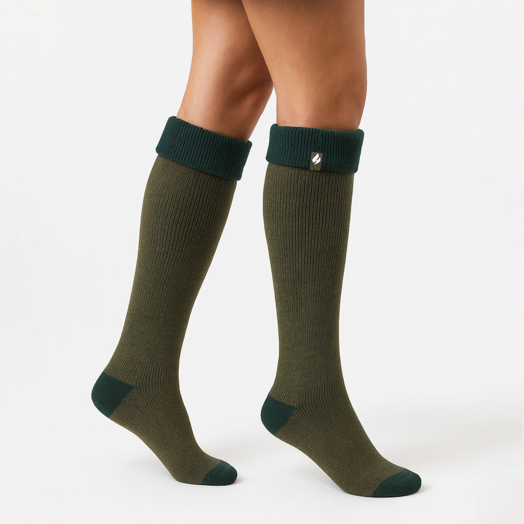 Ladies Thermal Long Wellington Boot Socks with Soft Brushed Lining