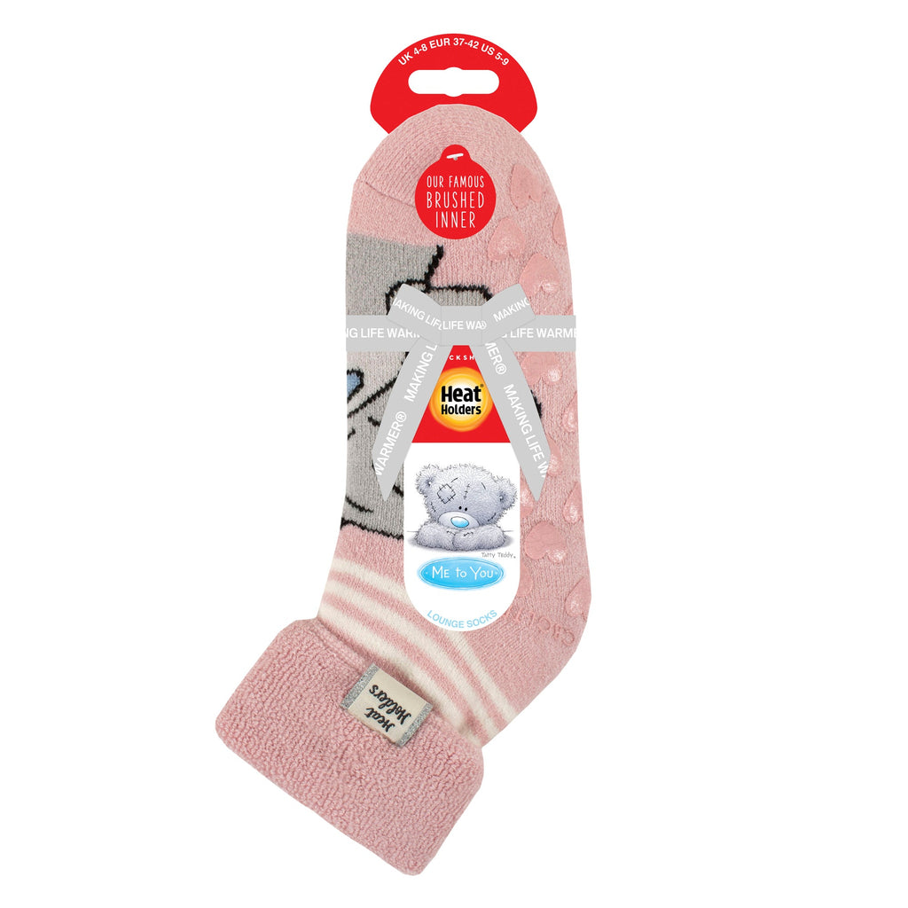Ladies Thermal Lounge Gripper Thin Socks with Tatty Teddy Pattern