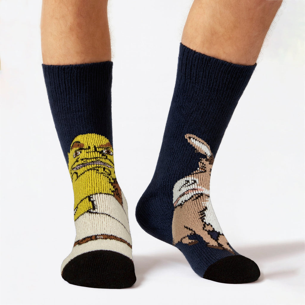 Mens Thermal Shrek Patterned Socks with Soft Brushed Lining