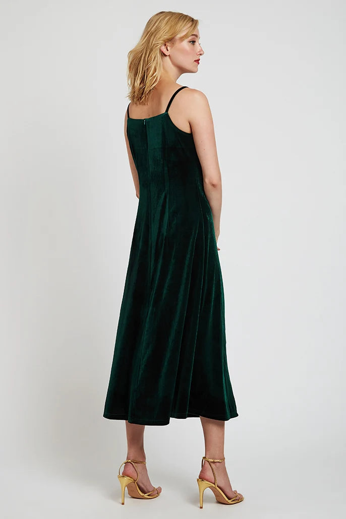 Lubin Velvet Cami Midi Dress - Green