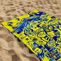 Leeds - Blue Montage - Personalised Retro Lightweight, Microfibre Beach Towel - 150cm x 75cm