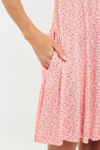 Luiza Teeny Flower Bud Tie Front Short Sleeve Tea Dress