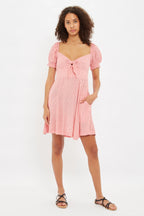 Luiza Teeny Flower Bud Tie Front Short Sleeve Tea Dress