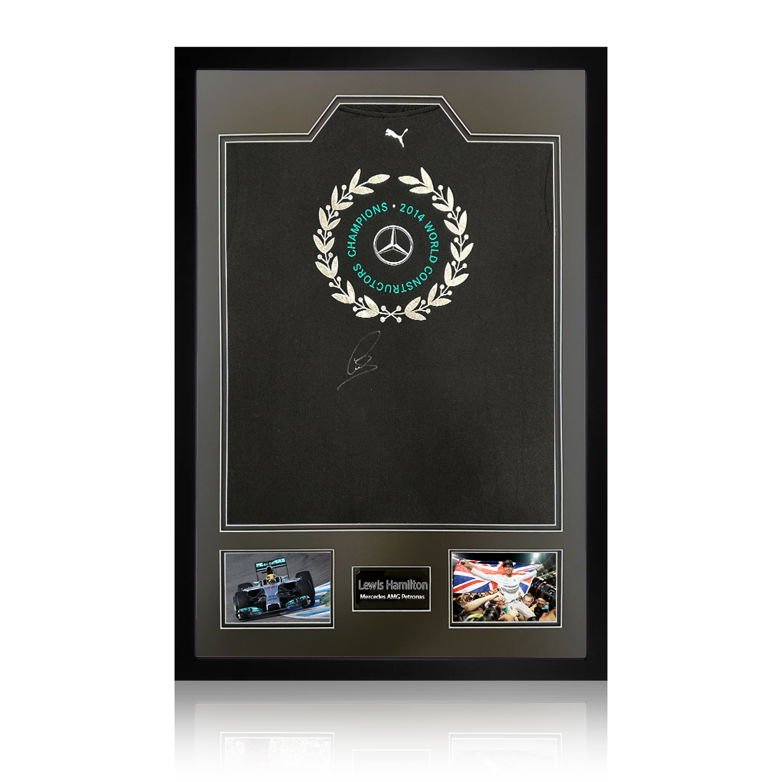 Lewis Hamilton Signed Mercedes Shirt Premium Frame