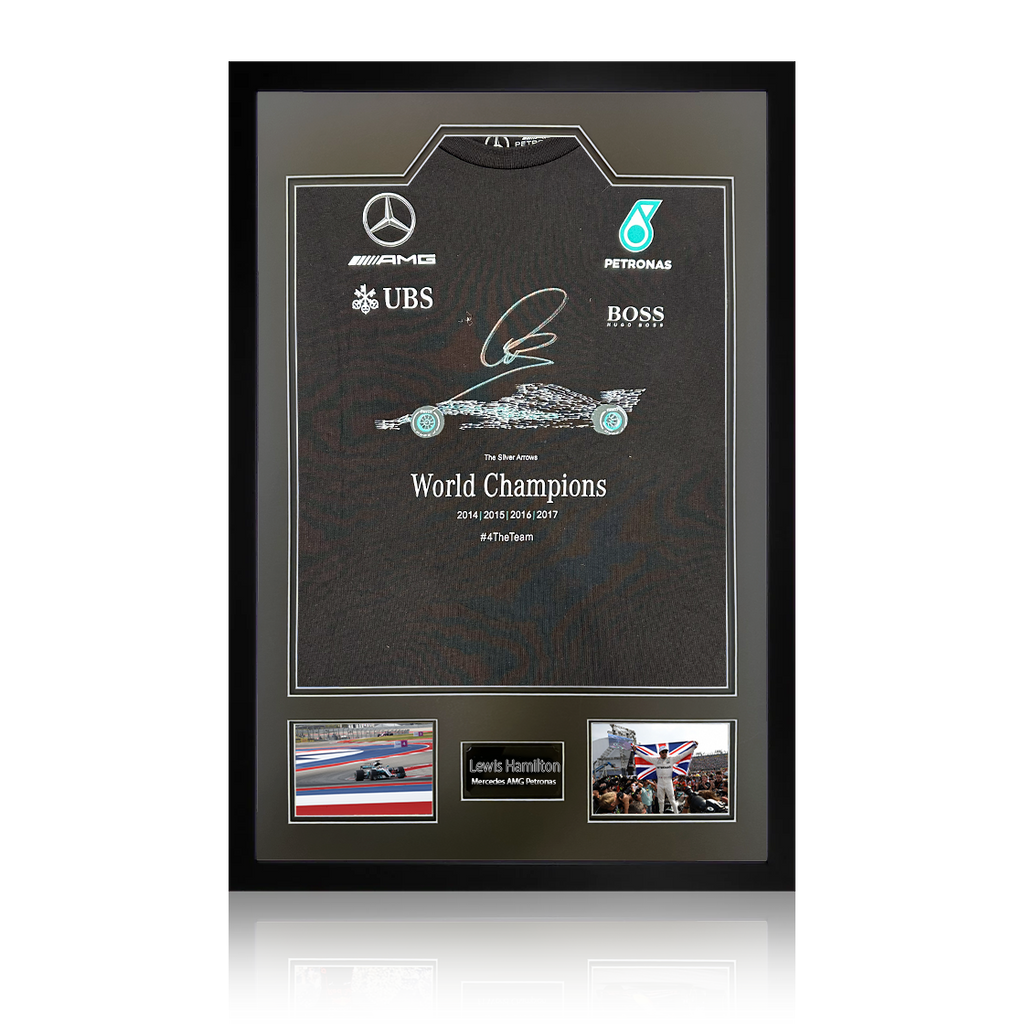 Lewis Hamilton Signed Mercedes AMG Petronas Shirt Premium Frame