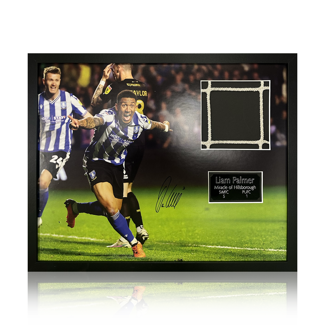 Liam Palmer Signed & Miracle Of Hillsborough Game Used Net Compact Frame (Limited Edition/500)
