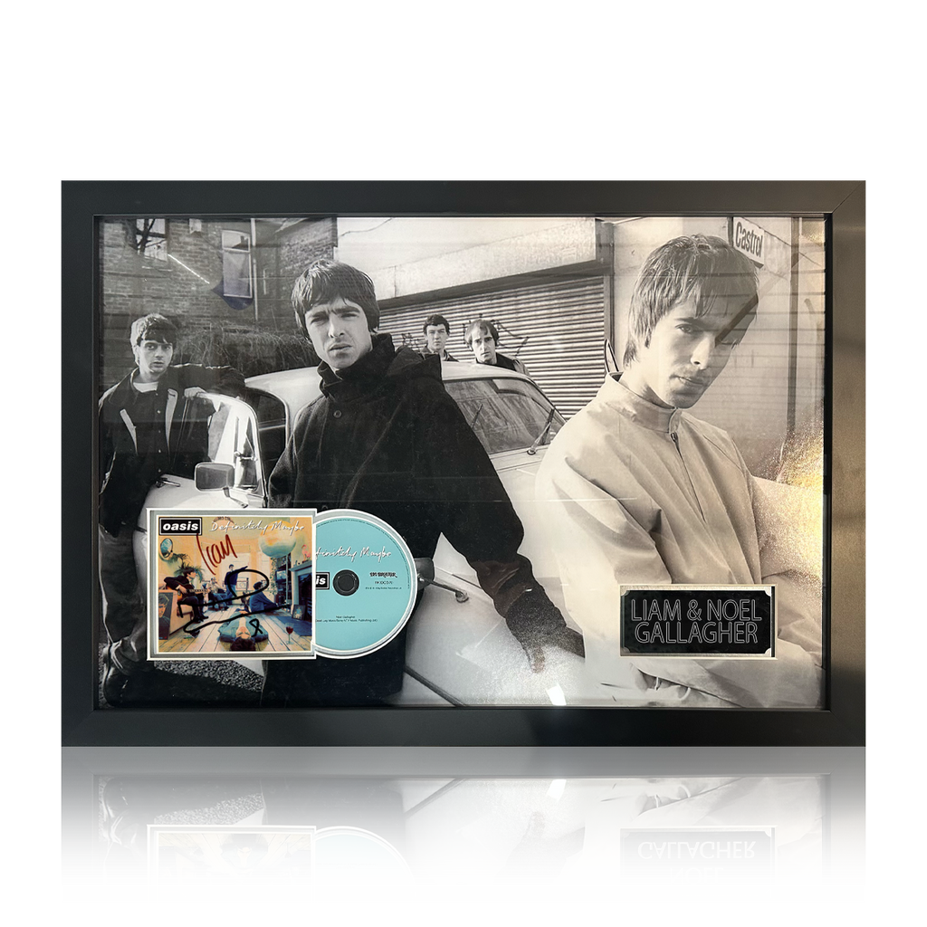 Liam & Noel Gallagher Signed Definitely Maybe CD Iconic Frame (Beckett)