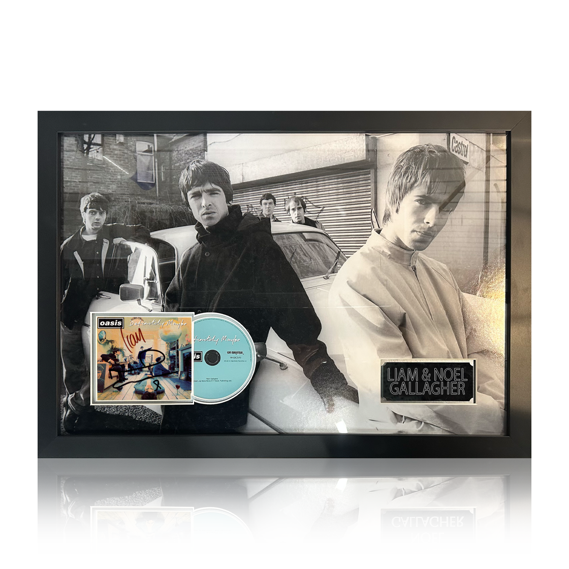 Liam & Noel Gallagher Signed Definitely Maybe CD Iconic Frame (Beckett)