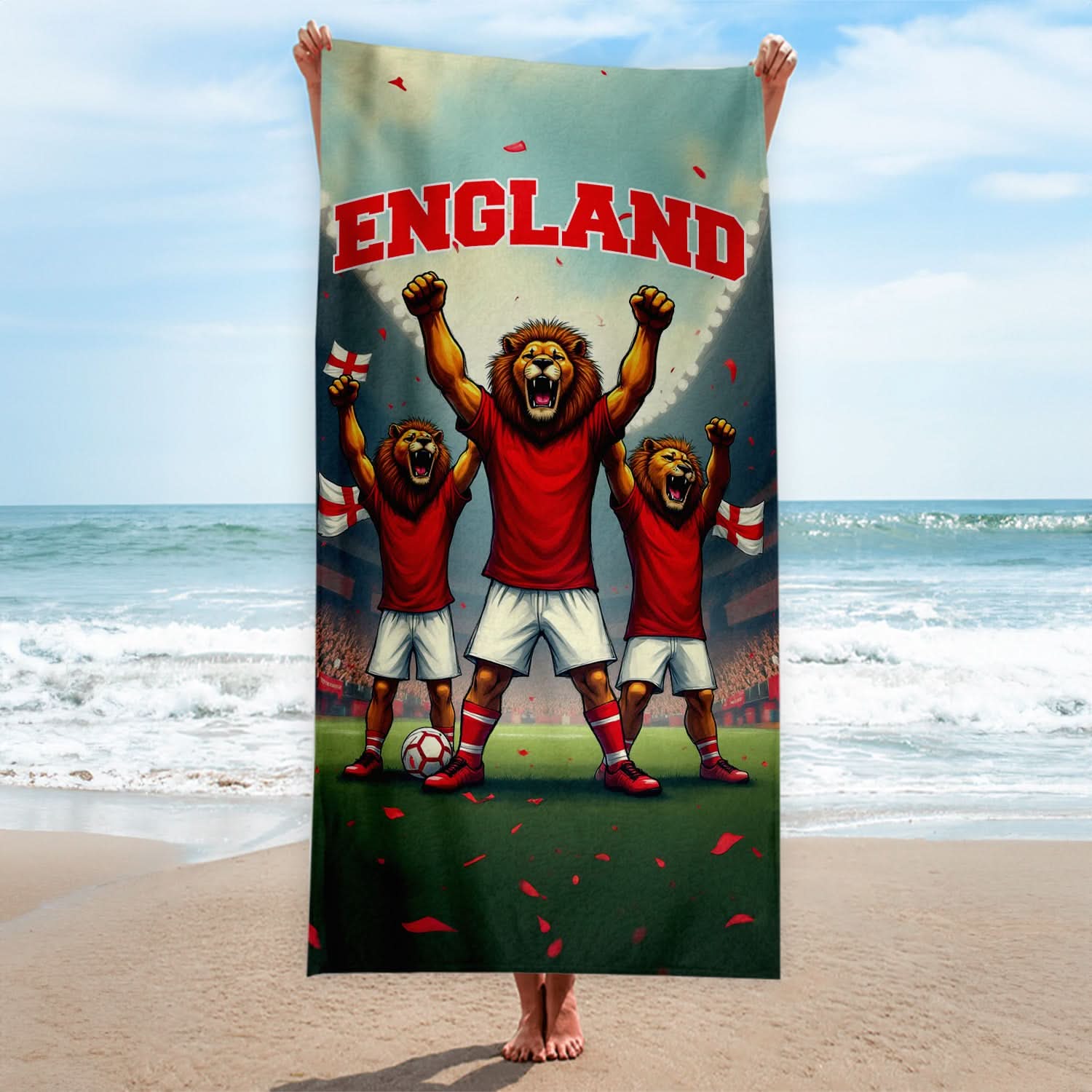 England - 3 Lions Stadium - Beach Towel
