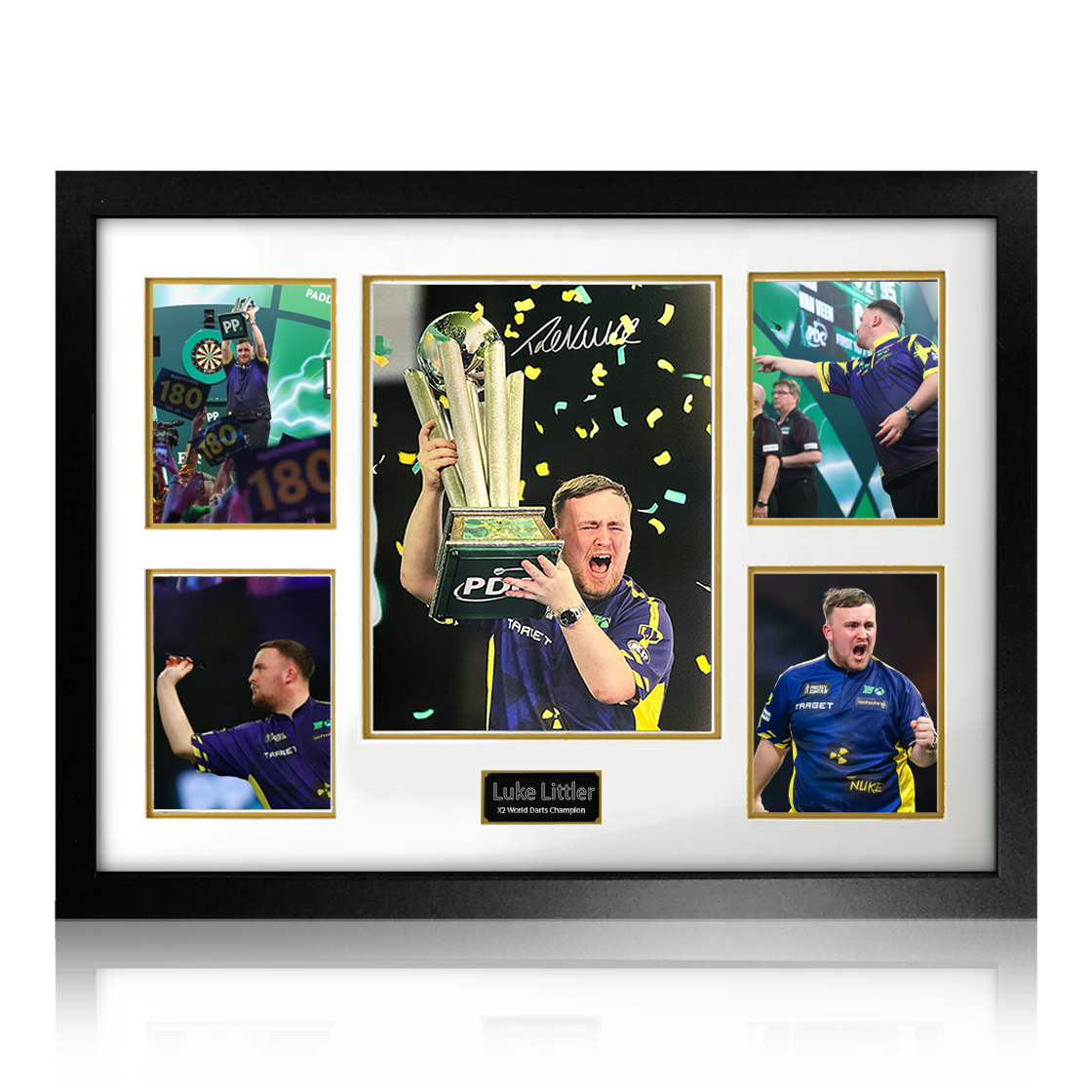Luke Littler Signed World Champion Image Premium Frame