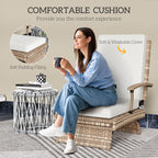 Outsunny Foldable Rattan Garden Recliner Chair w/ Cushion, Footrest
