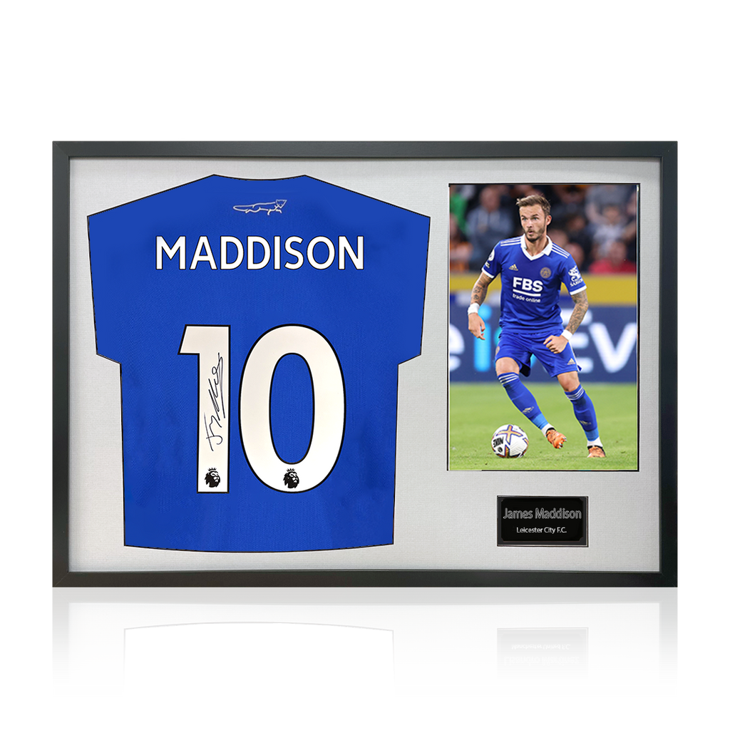 James Maddison Signed Leicester City Shirt Classic Frame