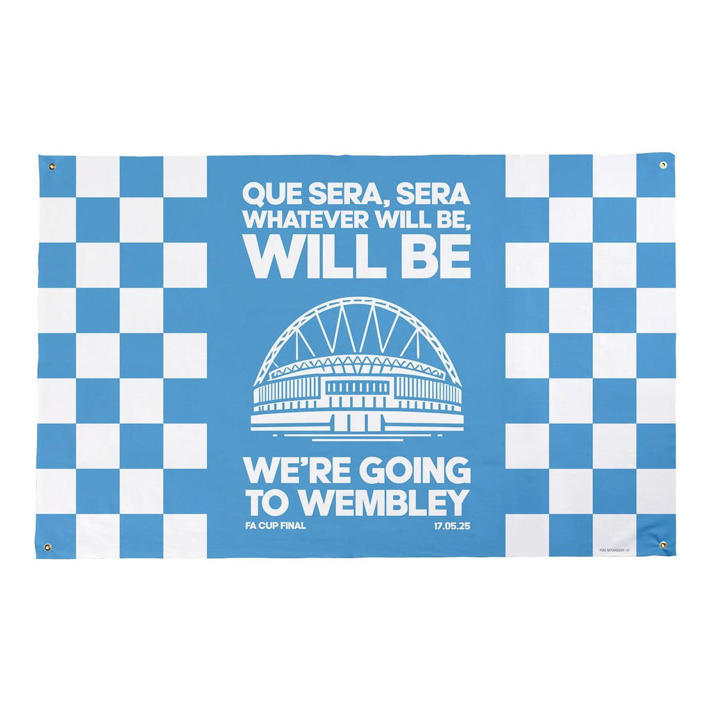 Manchester Blue - Que Sera, Sera - Banner - Chequered - Two Sizes