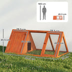 PawHut Rabbit Hutch, Wooden Guinea Pig Hutch with Run and Doors, Outdoor Triangle Bunny House for Rabbits,Duck and Chicken