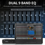 XTUGA B1404FX 14 Channels Bluetooth Audio Mixer Digital DJ Controller Sound Mixing Console (EU Plug)