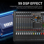 XTUGA B1404FX 14 Channels Bluetooth Audio Mixer Digital DJ Controller Sound Mixing Console (EU Plug)