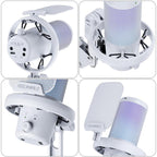 FEELWORLD VM1 USB Condenser Gaming Microphone for Streaming Noise Cancellation Mute RGB Light Boom Arm Stand (White)