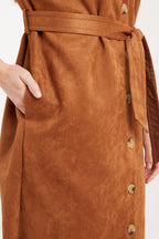Louche Melike Faux Suede Midi Shirt Dress