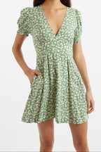 Merle Periwinkle V-Neck Mini Dress