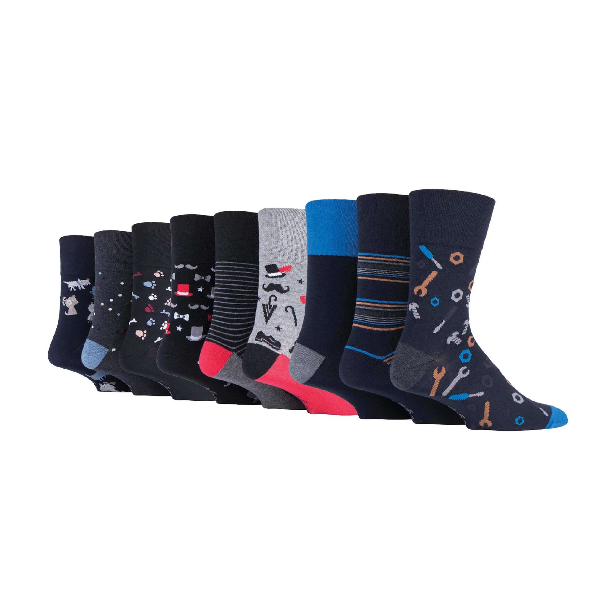 9 Pairs  NON ELASTIC Cotton Mens Socks with Loose Top