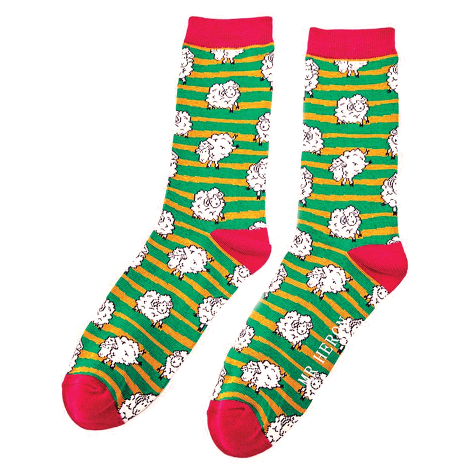 1 Pack Mens Novelty Green Sheep Bamboo Socks