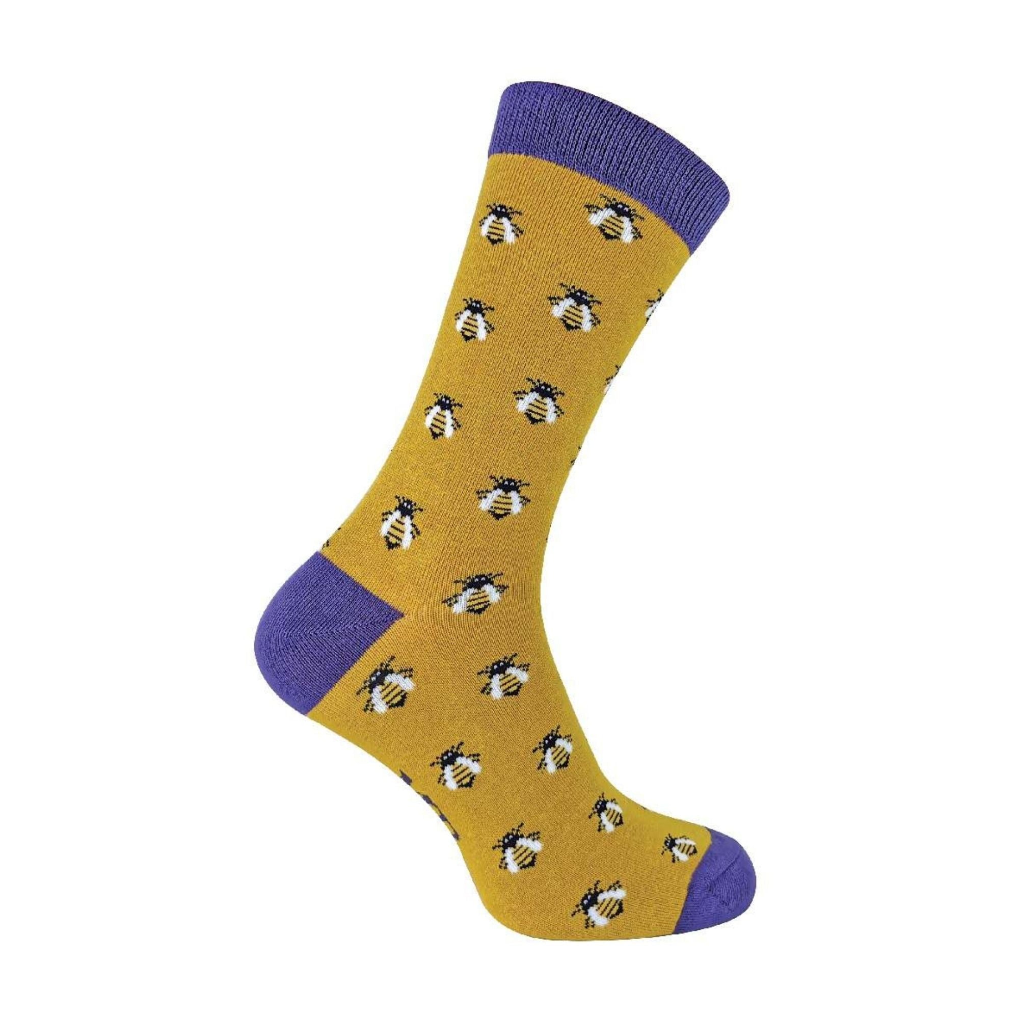 1 Pack Mens Novelty Yellow Honey Bee Bamboo Socks