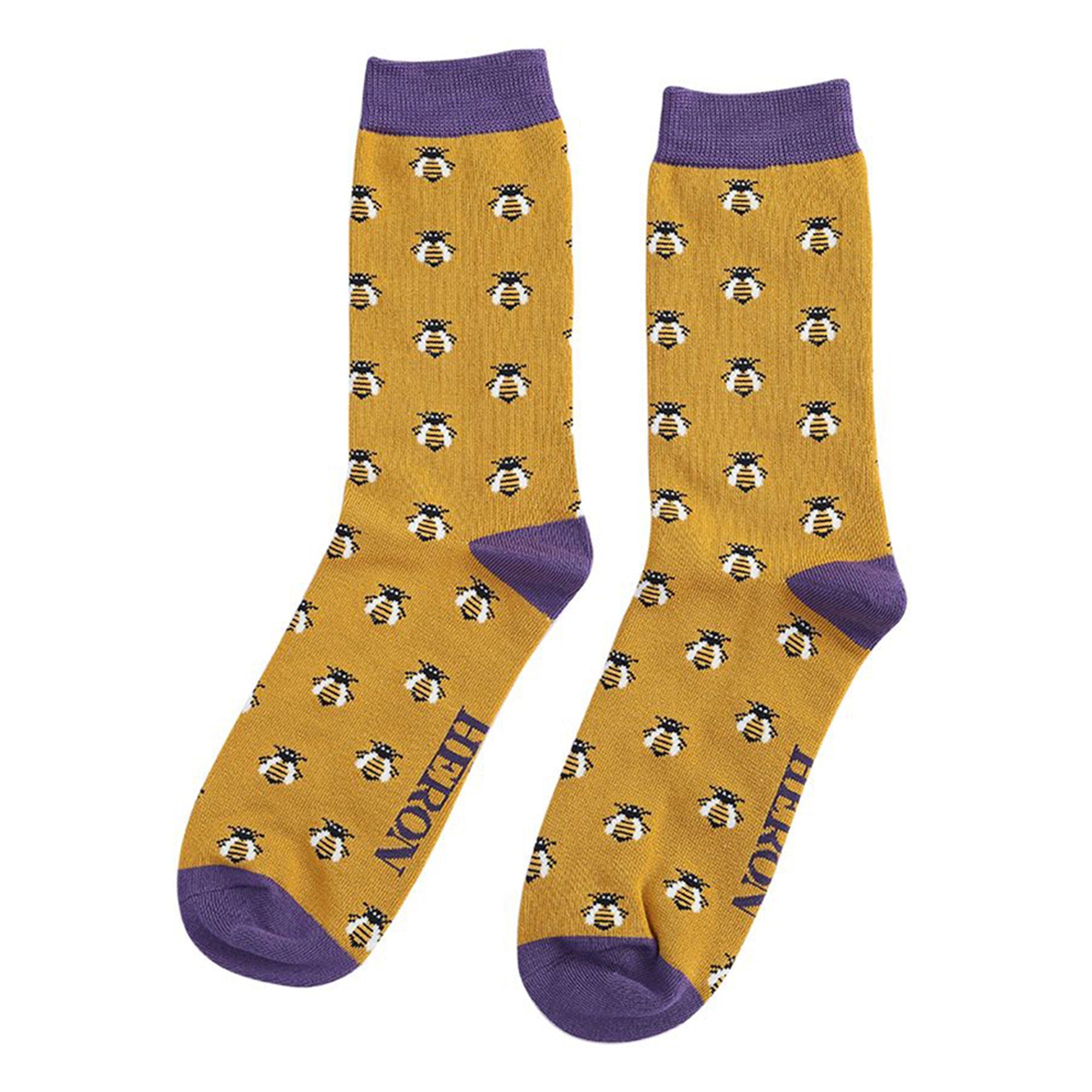 1 Pack Mens Novelty Yellow Honey Bee Bamboo Socks
