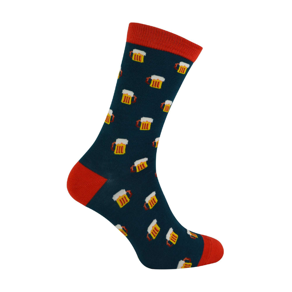 1 Pack Mens Novelty Beer Patterned Bamboo Socks