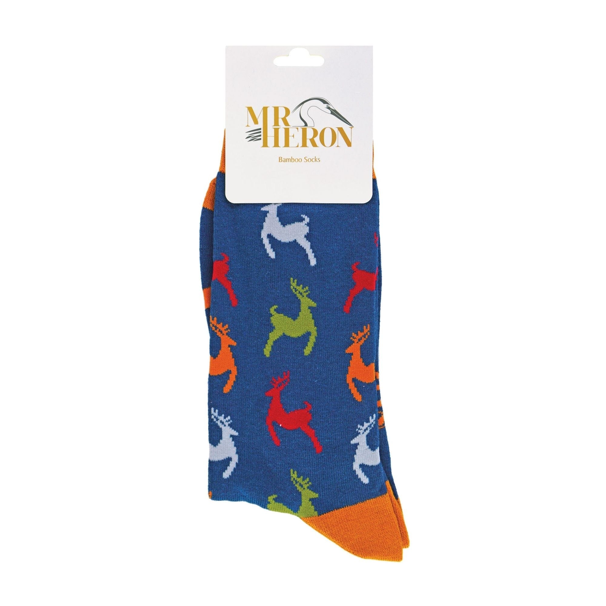 1 Pack Mens Novelty Navy Leaping Deer Bamboo Socks