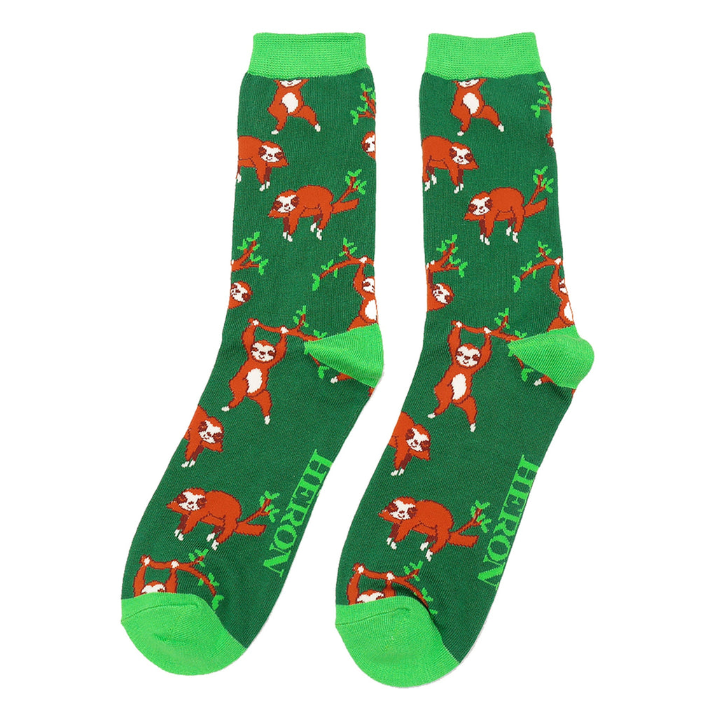 1 Pack Mens Novelty Green Sloths Bamboo Socks