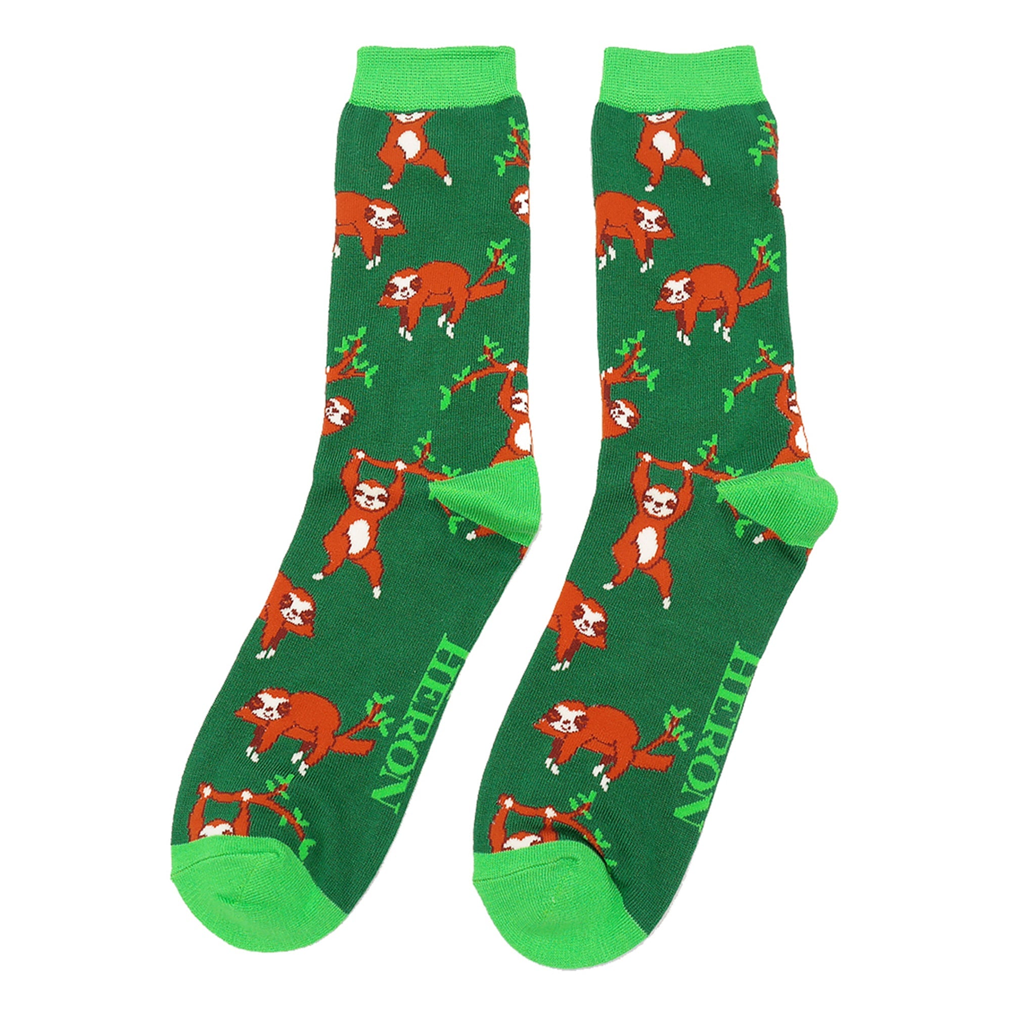 1 Pack Mens Novelty Green Sloths Bamboo Socks