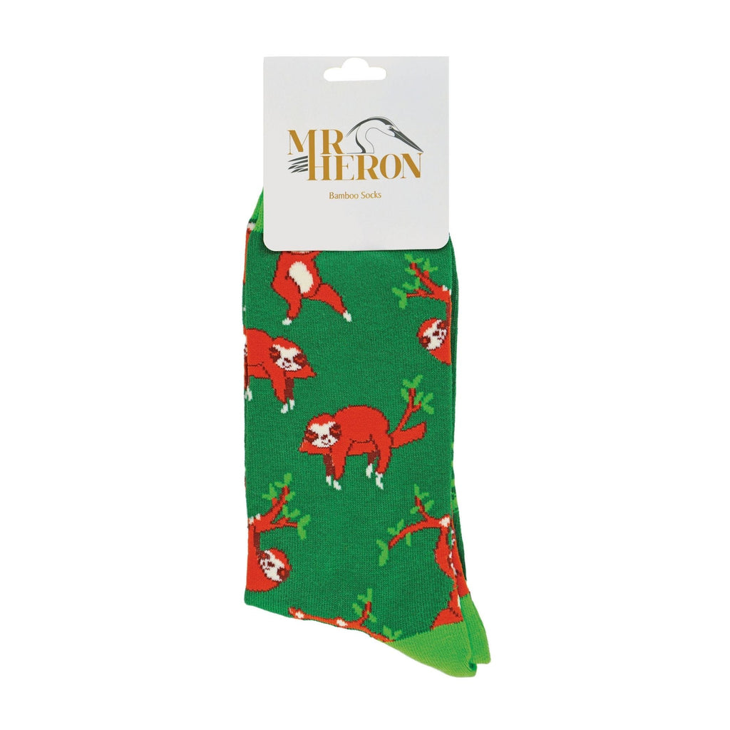 1 Pack Mens Novelty Green Sloths Bamboo Socks
