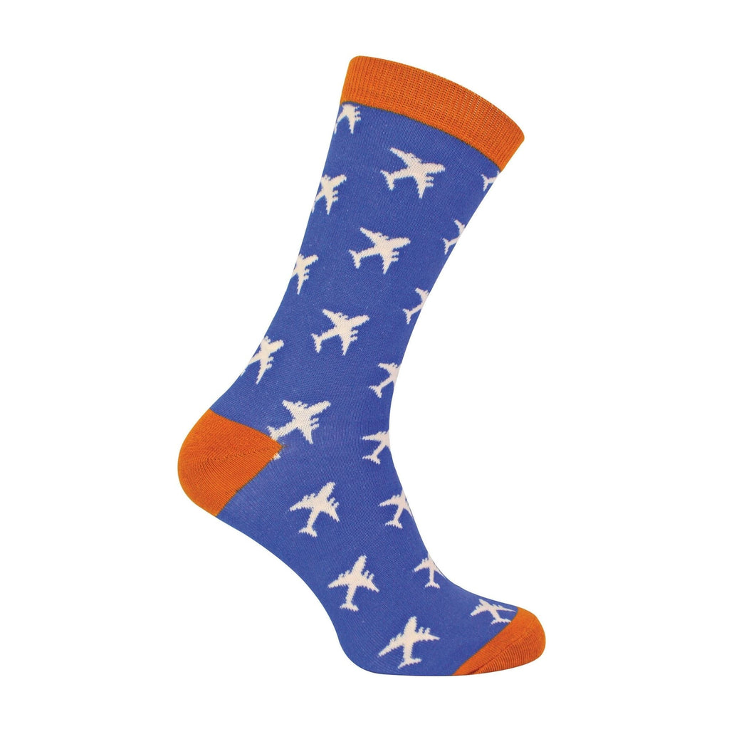 1 Pack Mens Novelty Blue Airplanes Bamboo Socks