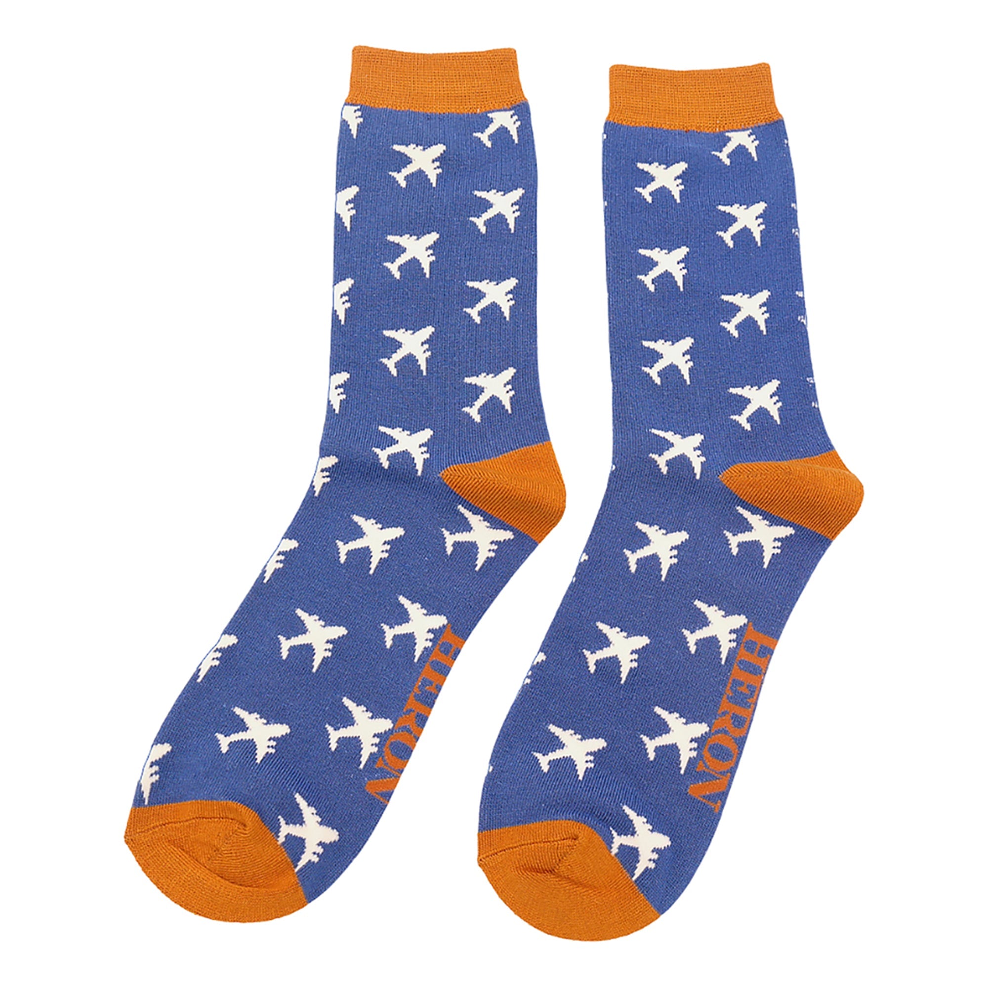 1 Pack Mens Novelty Blue Airplanes Bamboo Socks