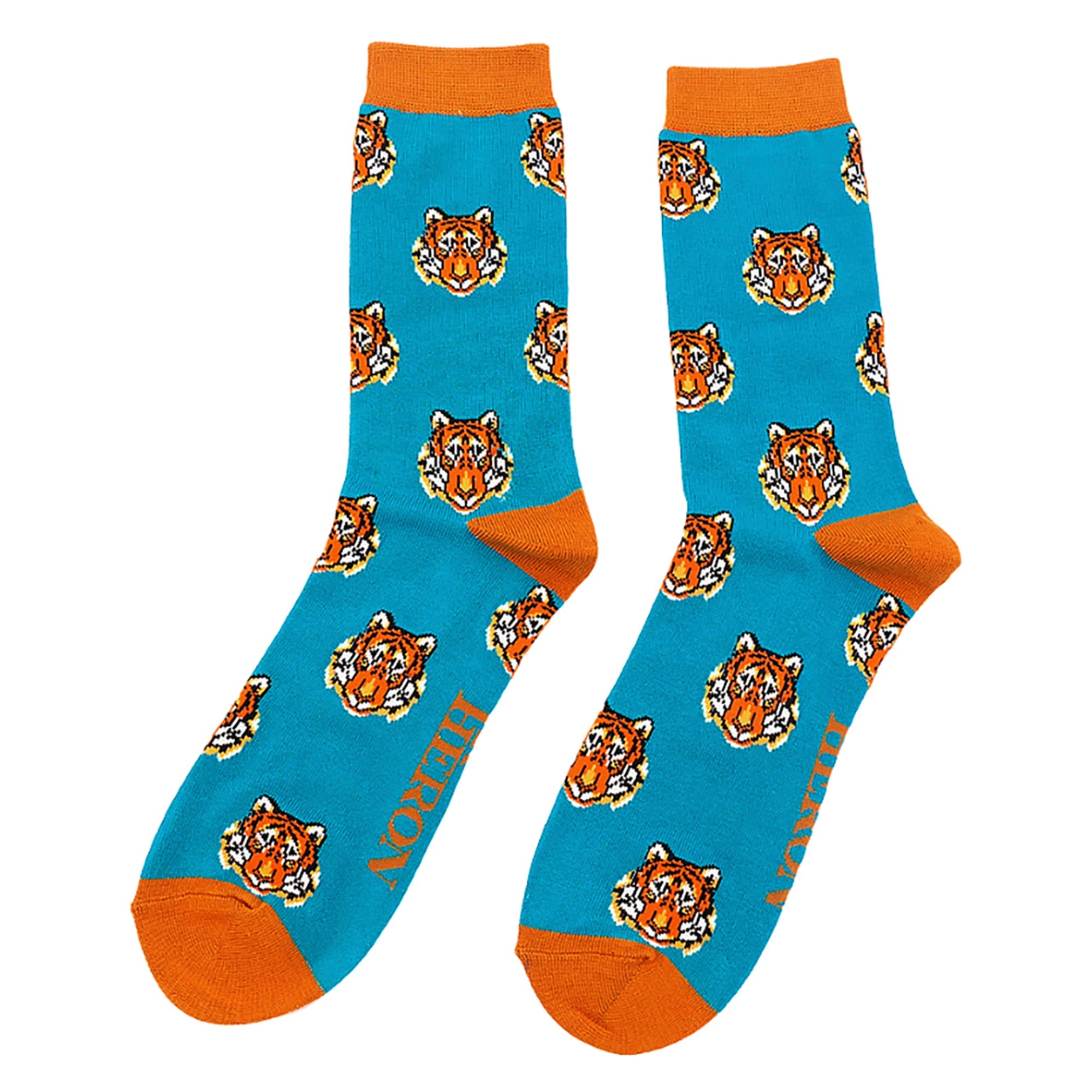 1 Pack Mens Novelty Turquoise Tigers Bamboo Socks