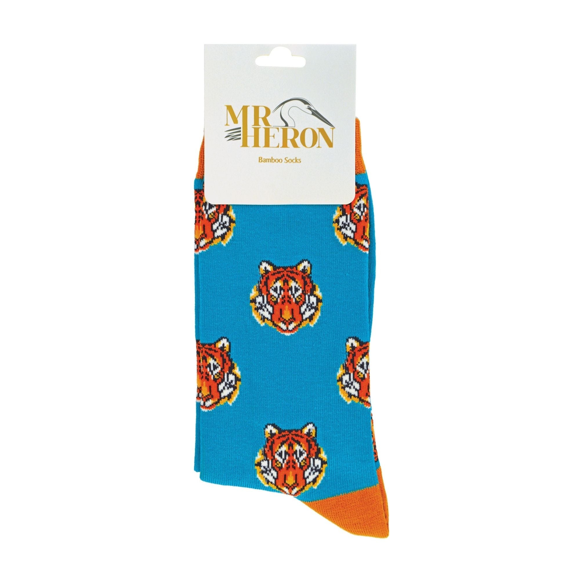 1 Pack Mens Novelty Turquoise Tigers Bamboo Socks
