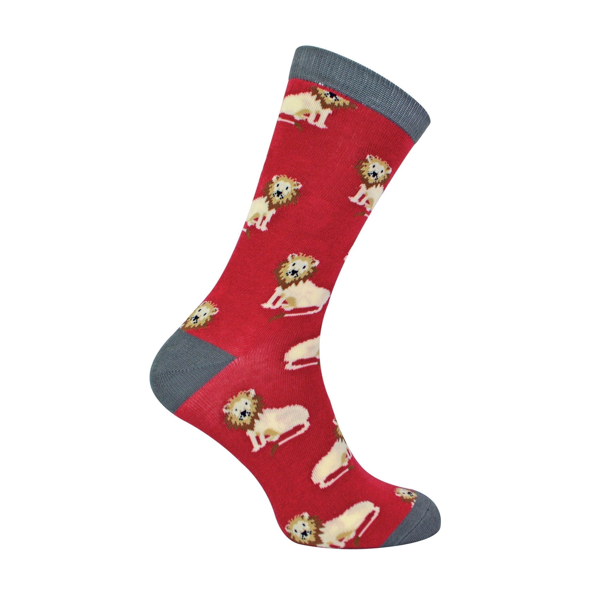 1 Pack Mens Novelty Oxblood Lions Bamboo Socks