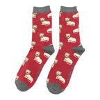 1 Pack Mens Novelty Oxblood Lions Bamboo Socks