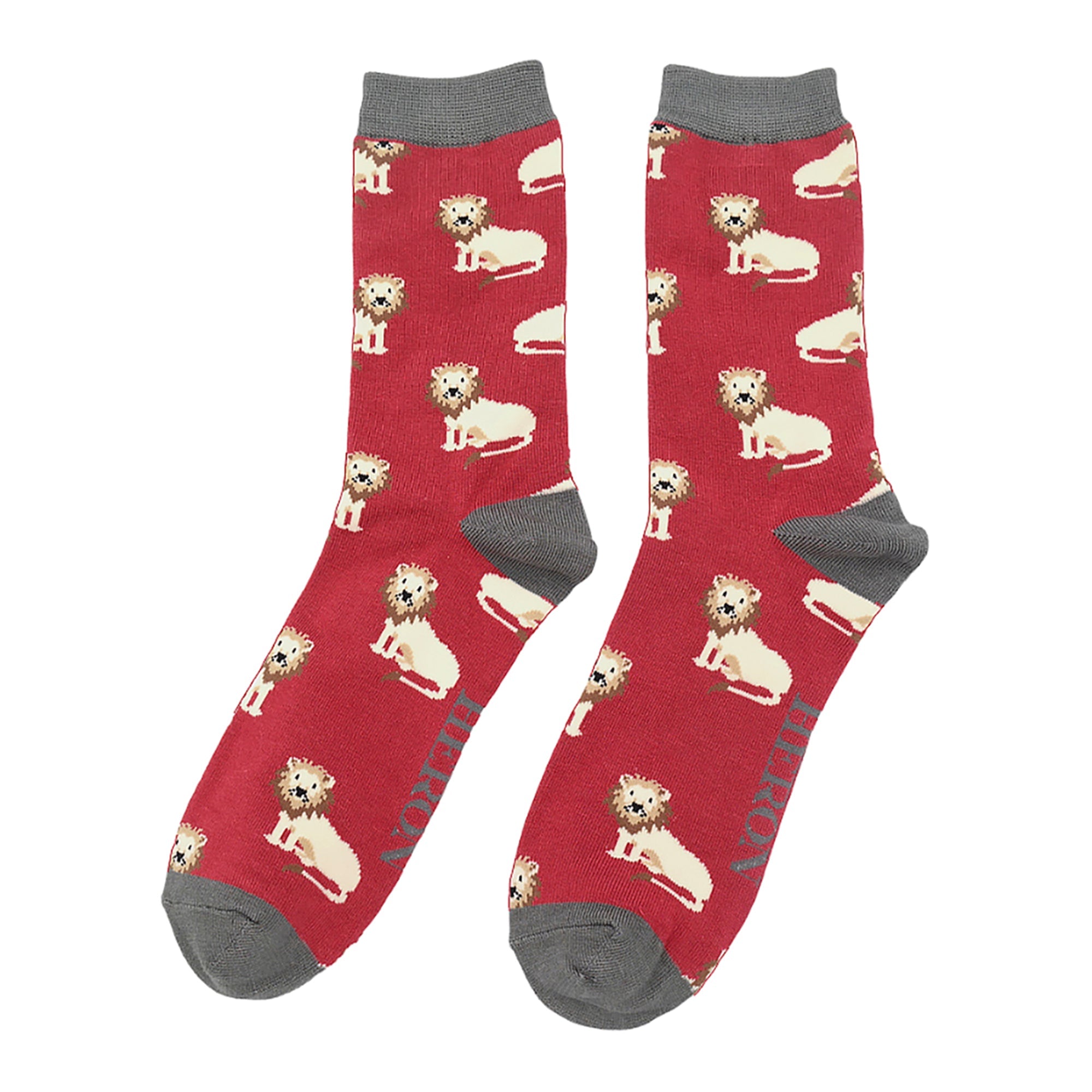 1 Pack Mens Novelty Oxblood Lions Bamboo Socks