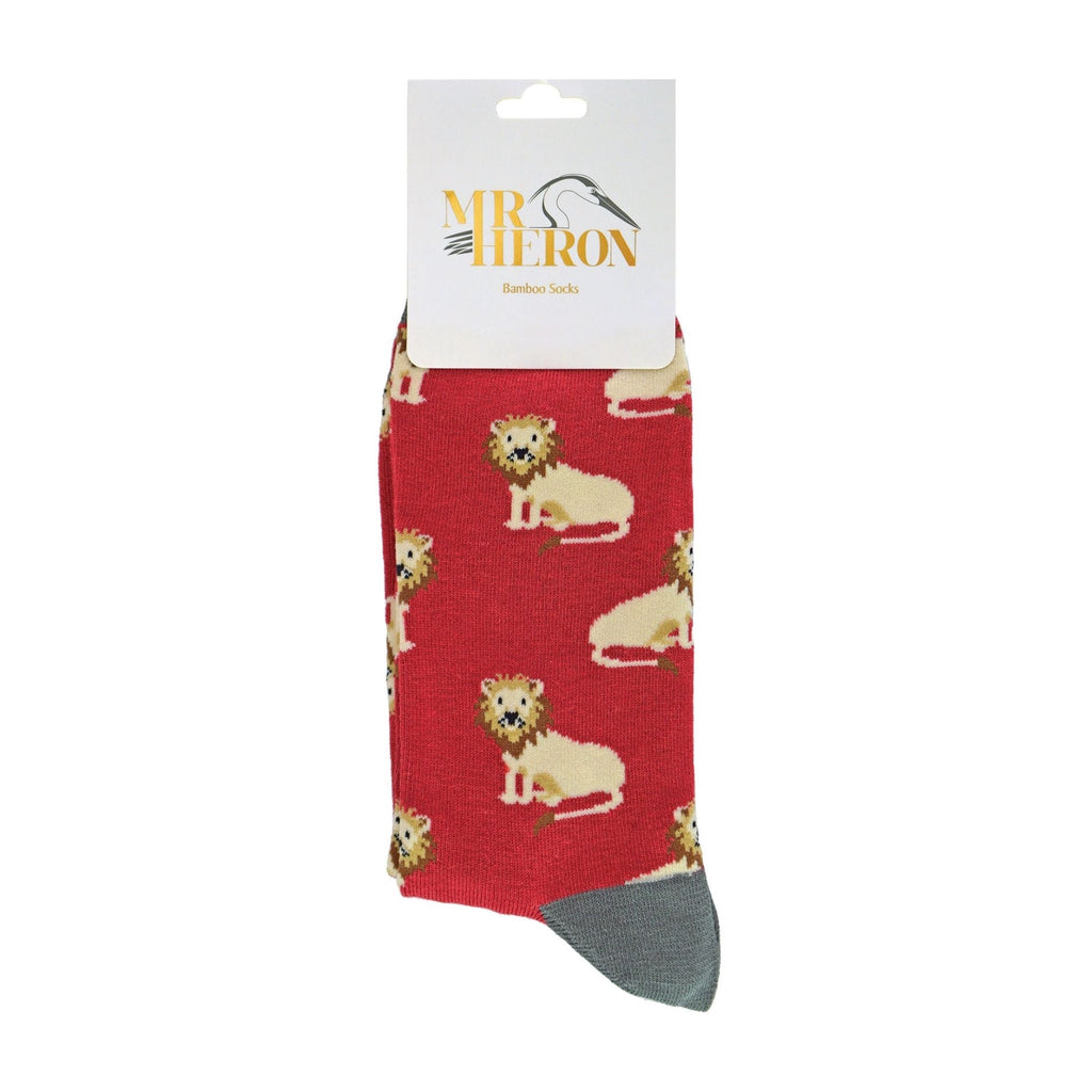 1 Pack Mens Novelty Oxblood Lions Bamboo Socks