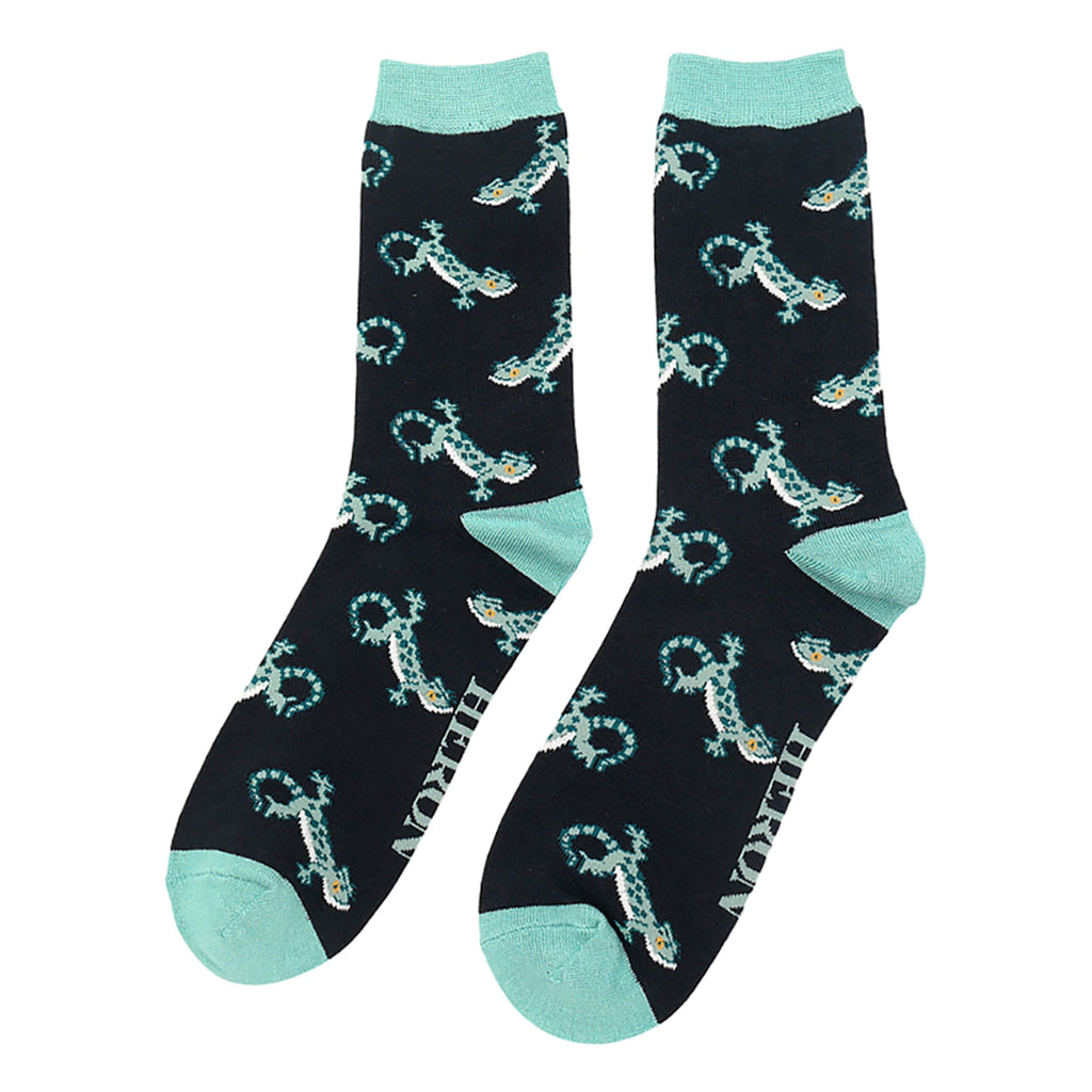 1 Pack Mens Novelty Black Lizards Bamboo Socks