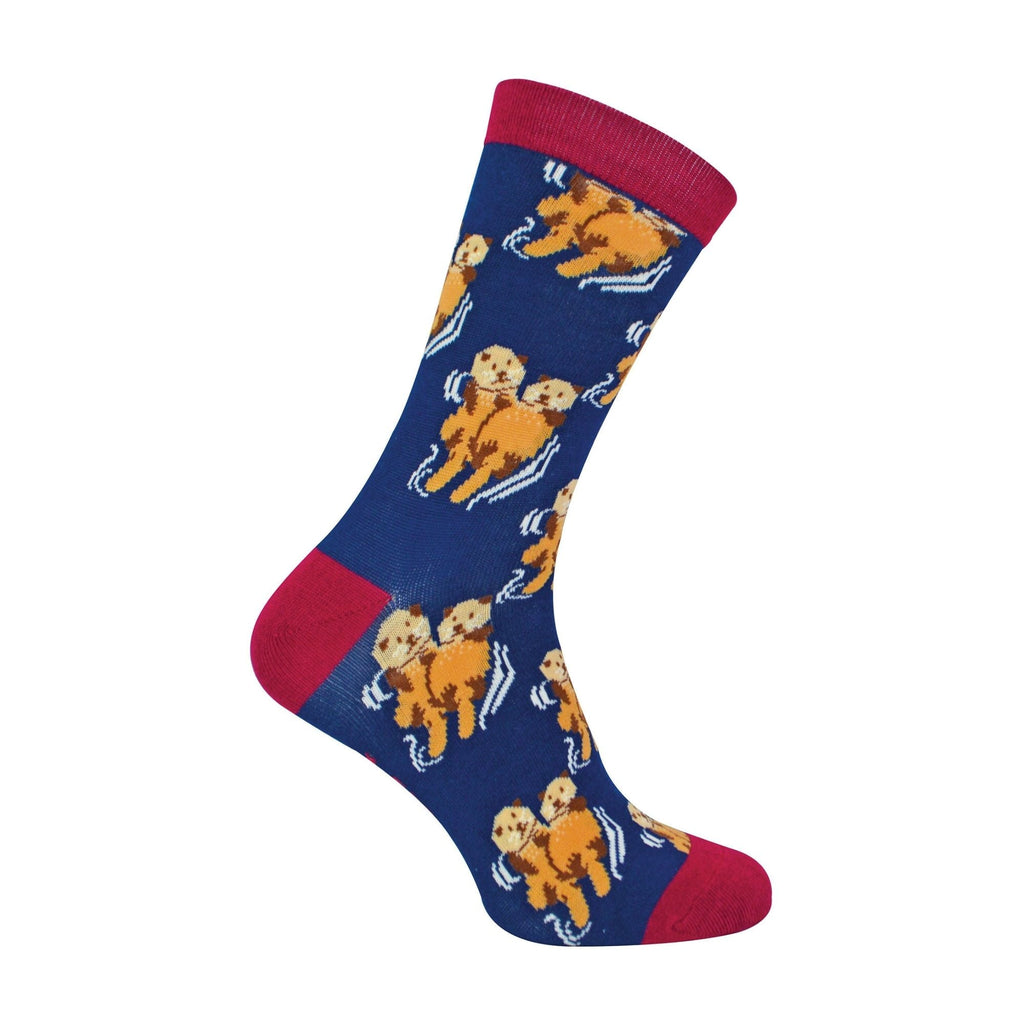 1 Pack Mens Novelty Navy Otters Bamboo Socks