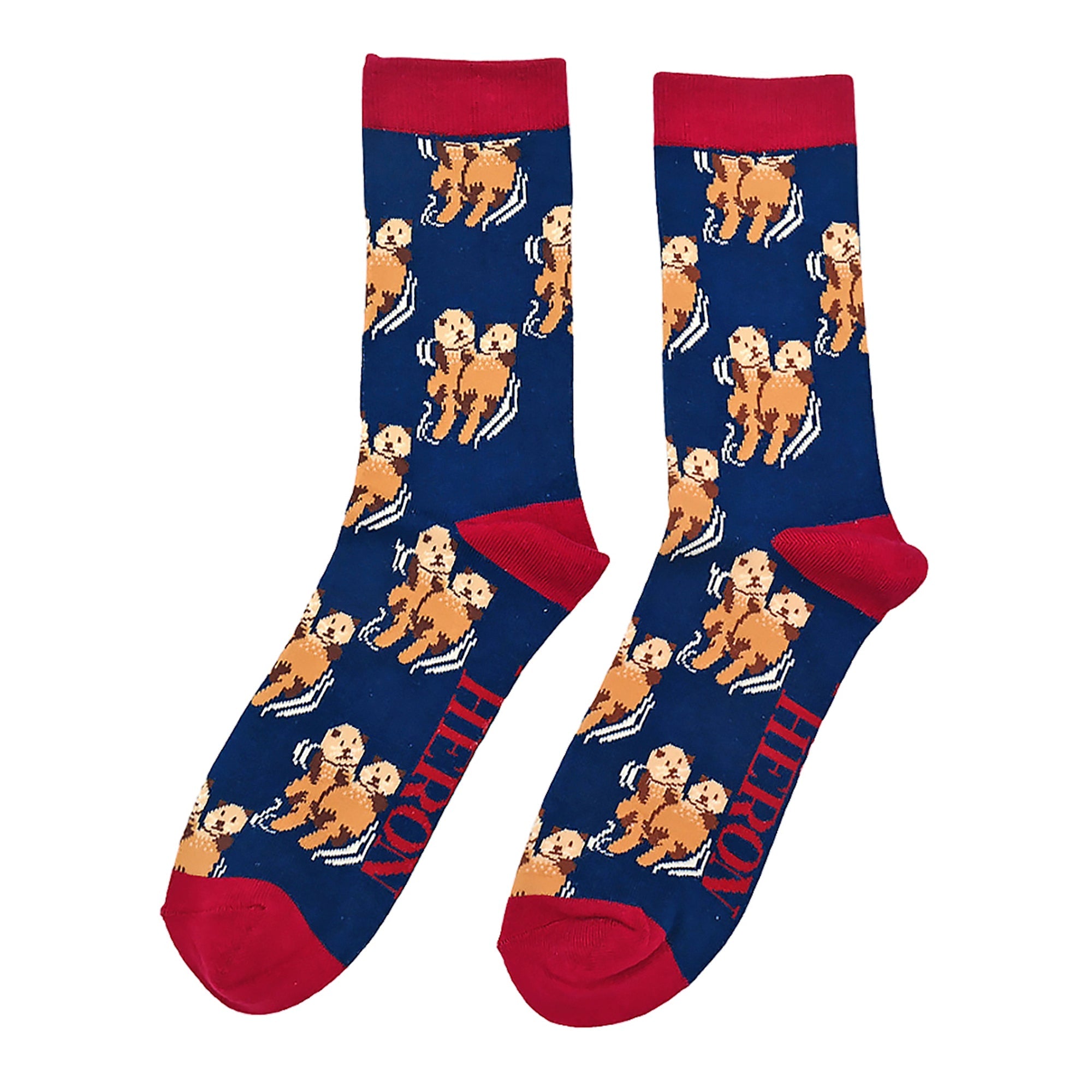 1 Pack Mens Novelty Navy Otters Bamboo Socks