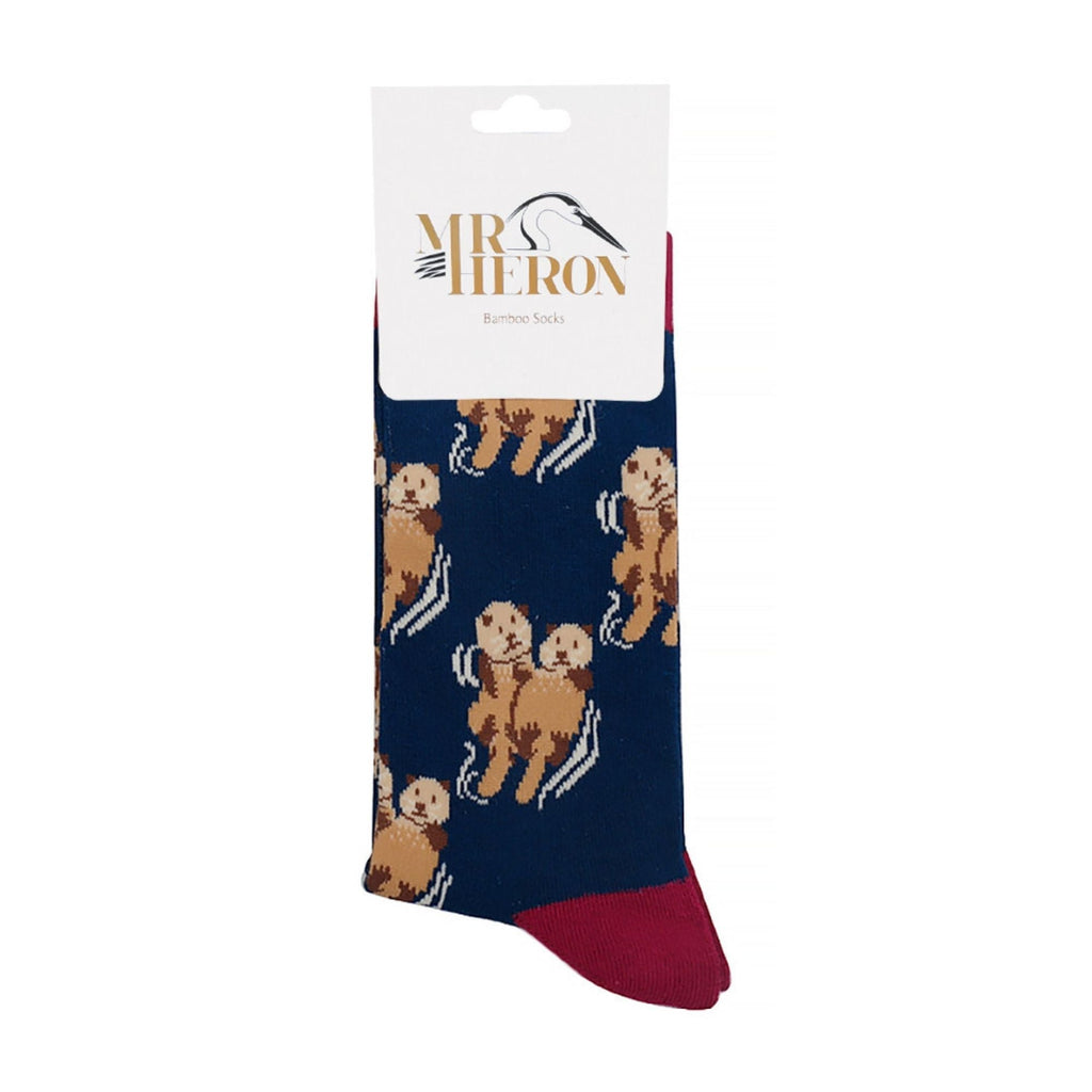 1 Pack Mens Novelty Navy Otters Bamboo Socks